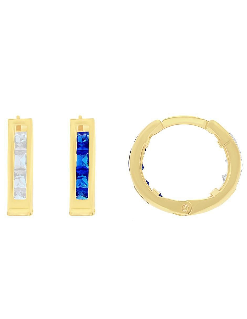 Aretes huggies de oro 10 k con acabado pulido zirconia 4