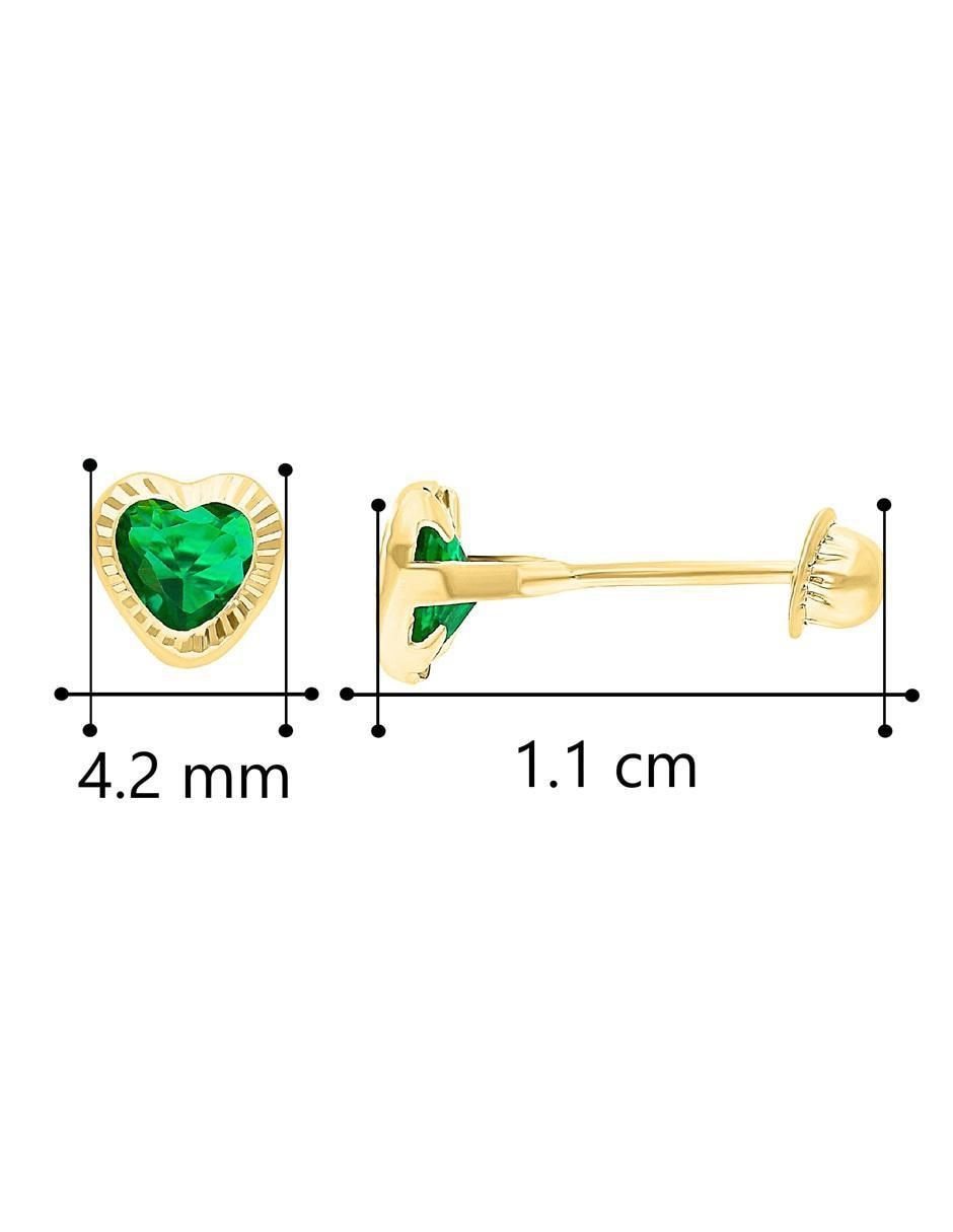 Broqueles de corazón de oro 10 K con acabado diamantado zirconia 4