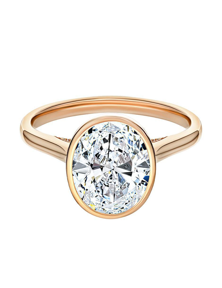 Anillo 14 k de oro moissanita brillante