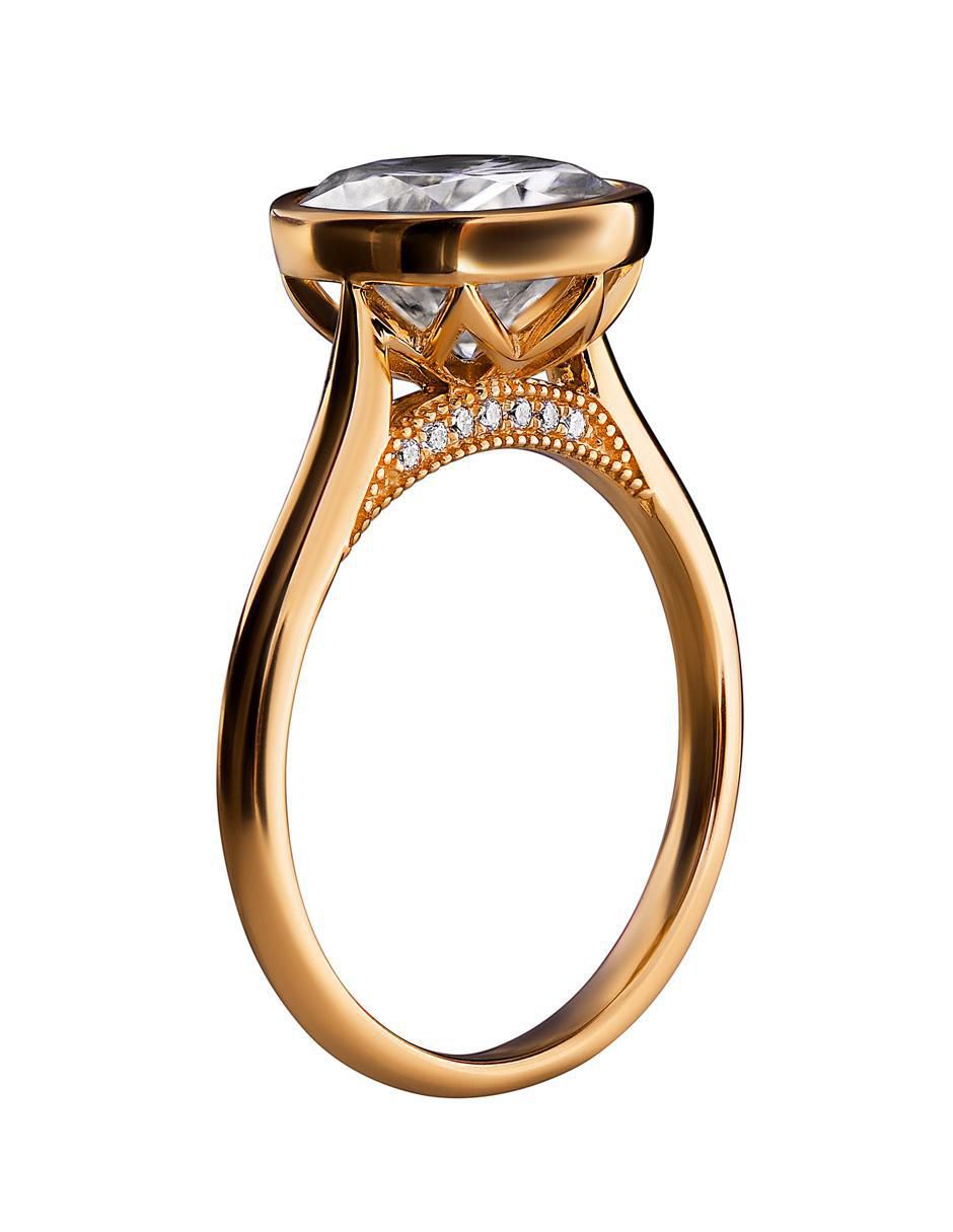 Anillo 14 k de oro moissanita brillante 2