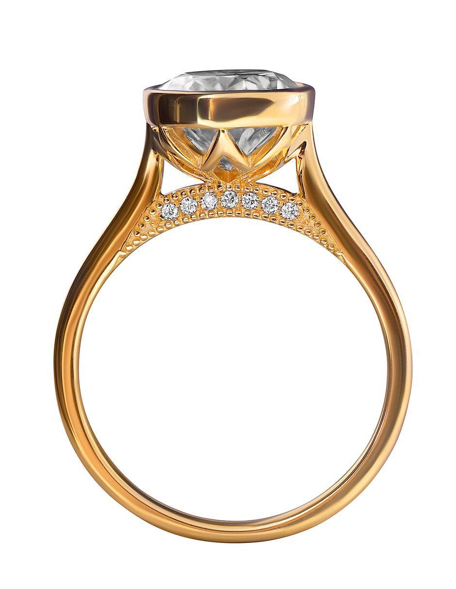 Anillo 14 k de oro moissanita brillante 3