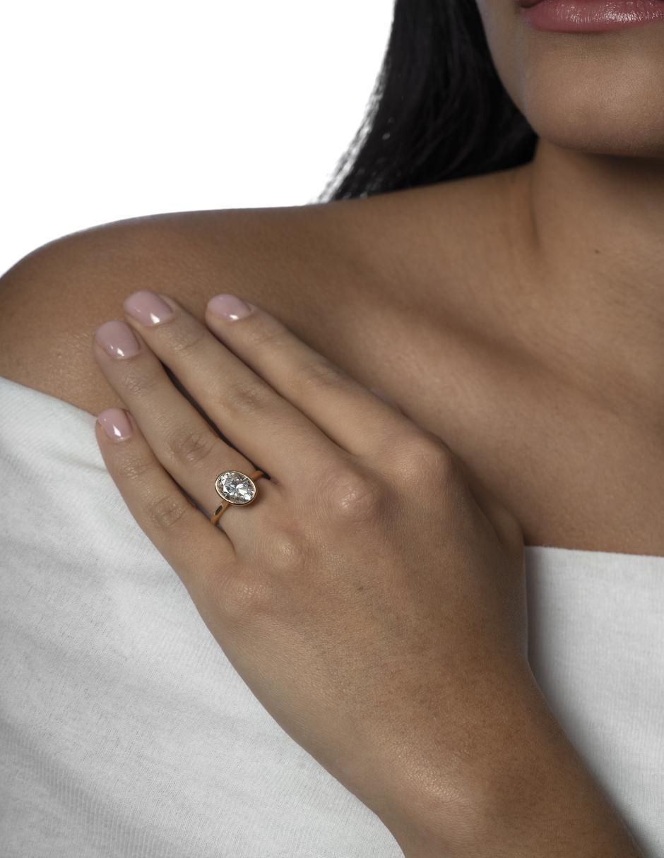Anillo 14 k de oro moissanita brillante 5