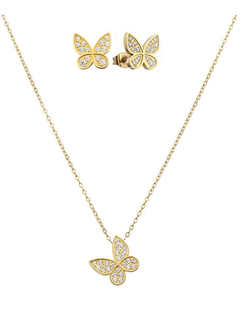Set de collar y aretes Ladies Gold de zirconia