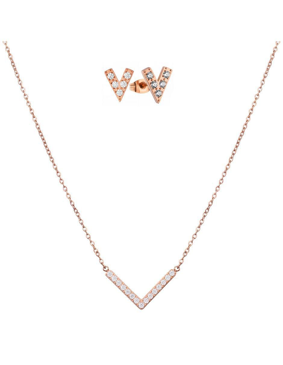 Set de collar y aretes Rose Essence zirconia