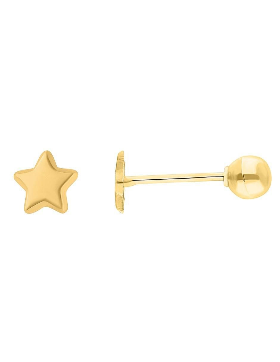Broqueles de estrella de oro 14 K con acabado pulido 3