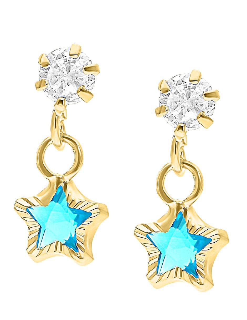 Broqueles de estrella de oro 10 K con acabado diamantado zirconia