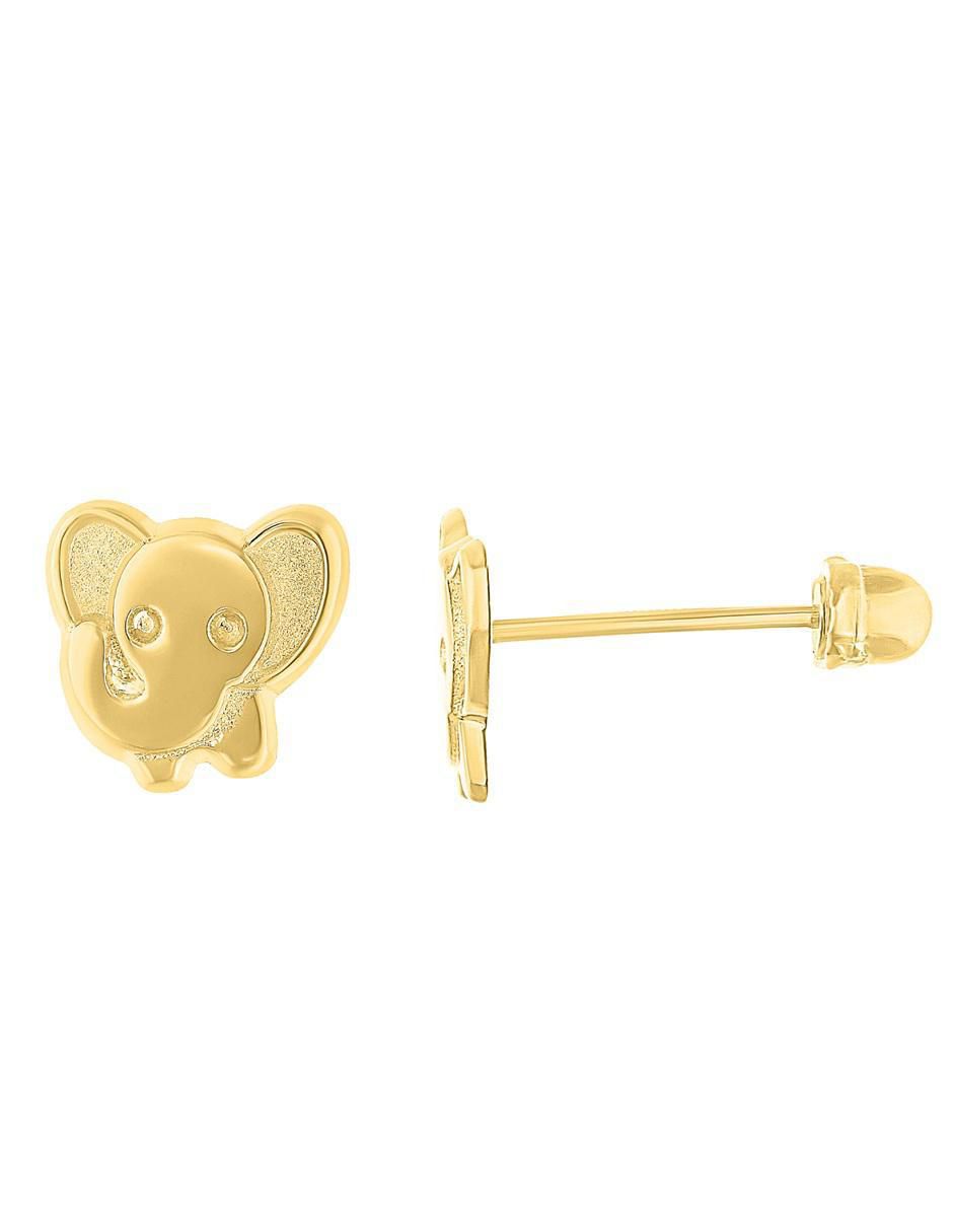 Broqueles de elefante de Oro 10 K con acabado pulido 2