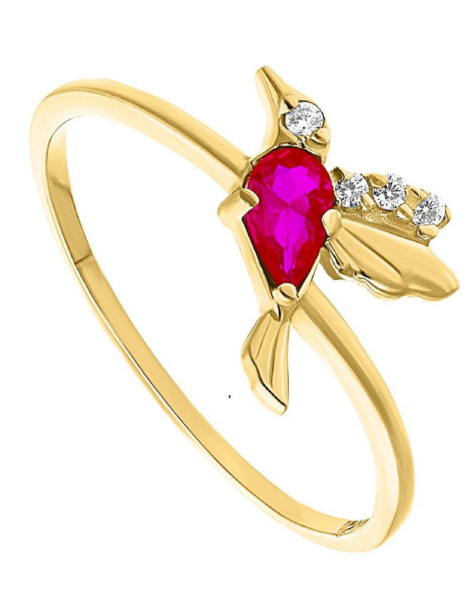 Anillo de colibrí 10 k de oro zirconia pulido 2