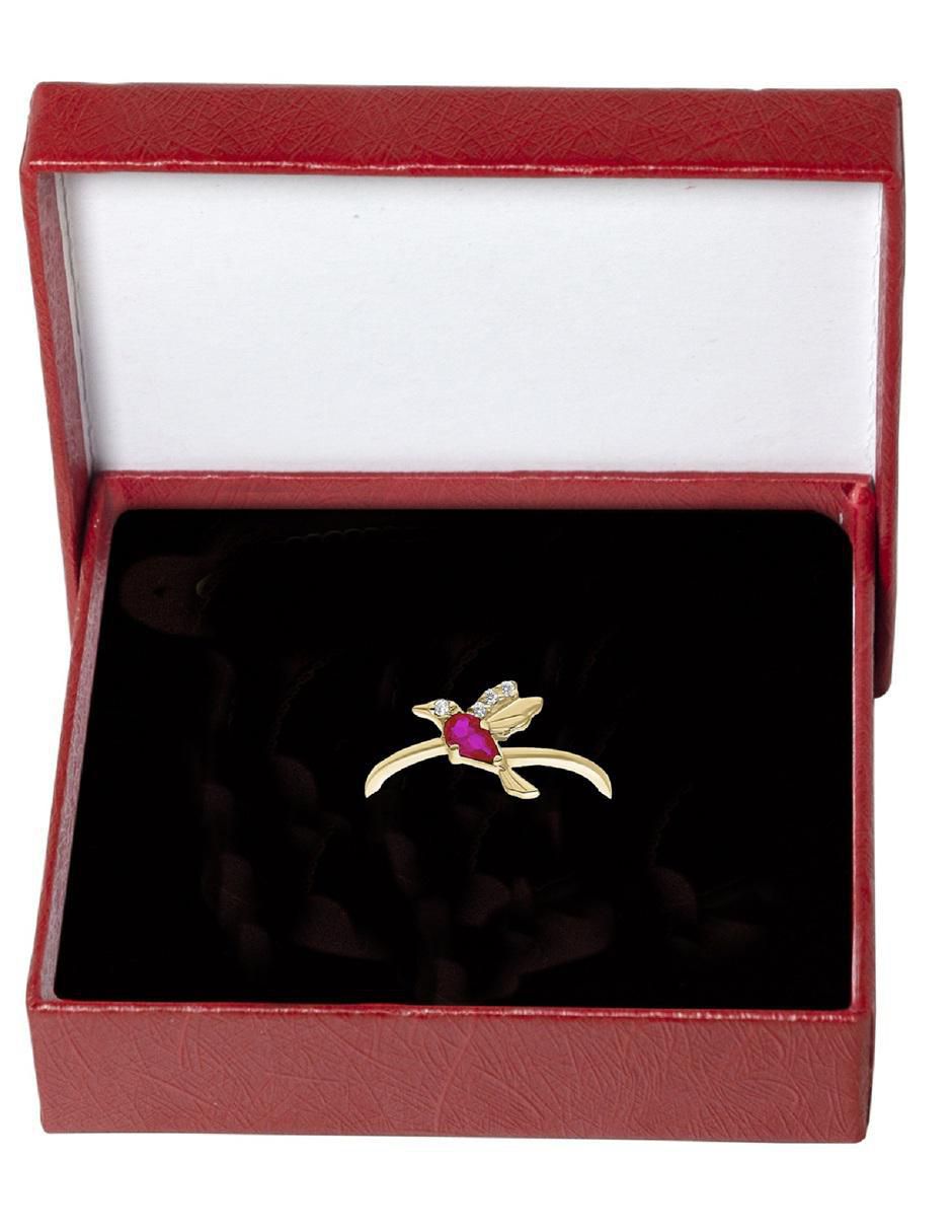 Anillo de colibrí 10 k de oro zirconia pulido 3