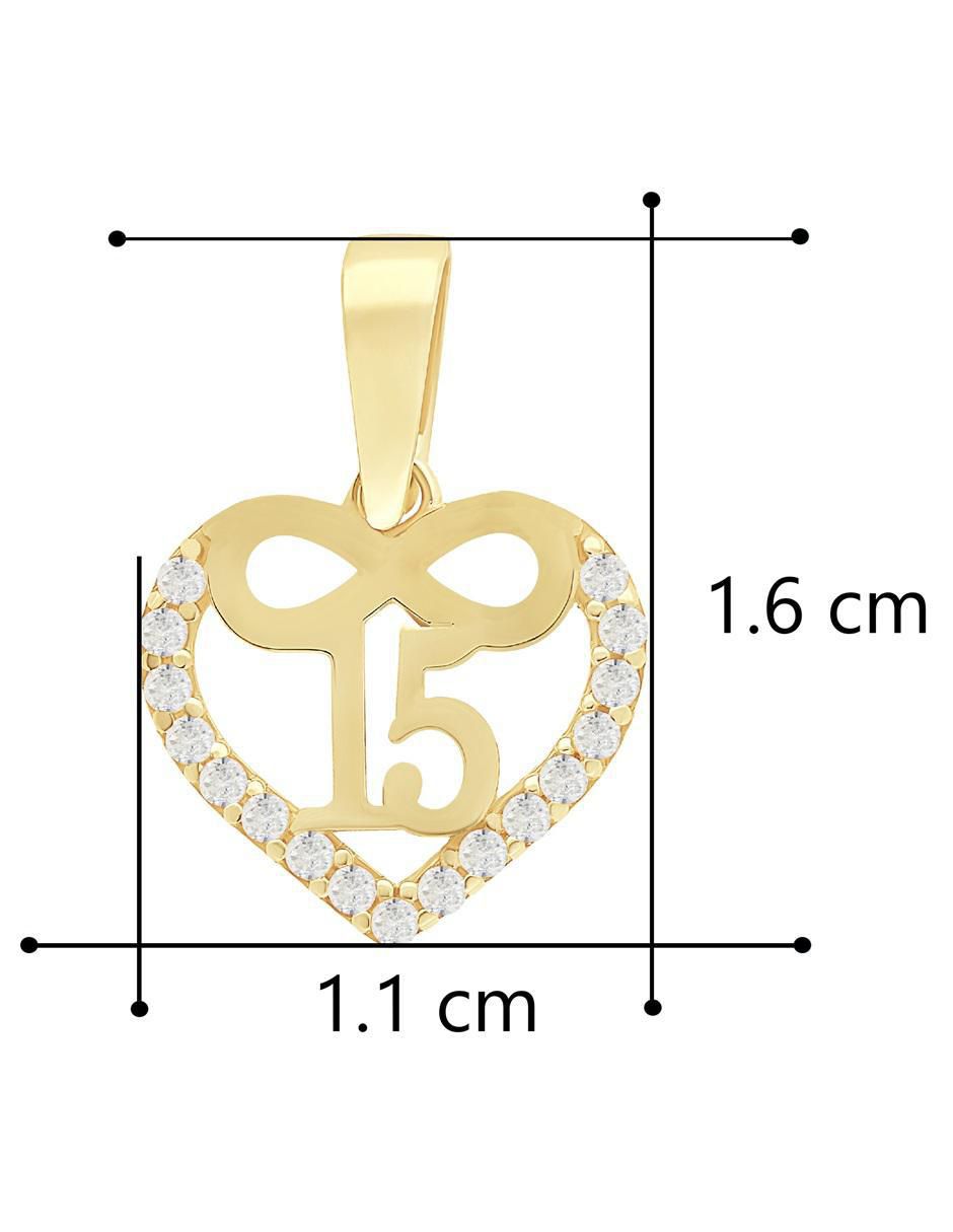Dije de corazón de oro 10 K zirconia 5