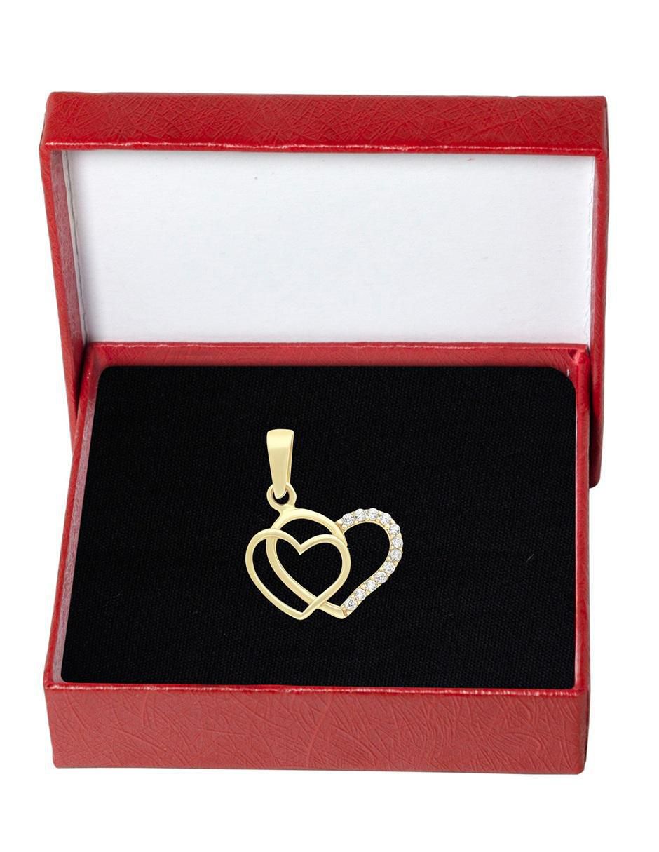 Dije de corazón de oro 10 K zirconia 3