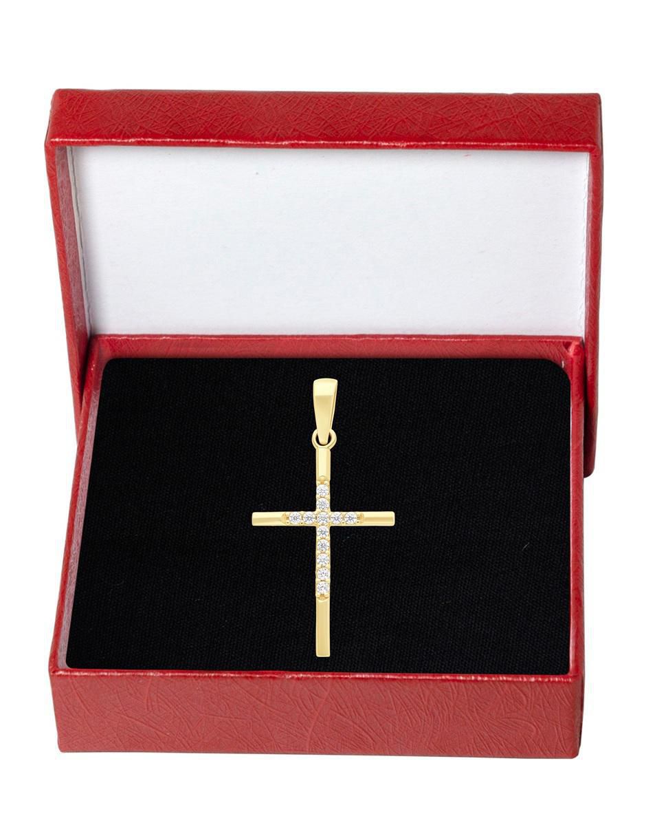 Dije de cruz de oro 10 K zirconia 3
