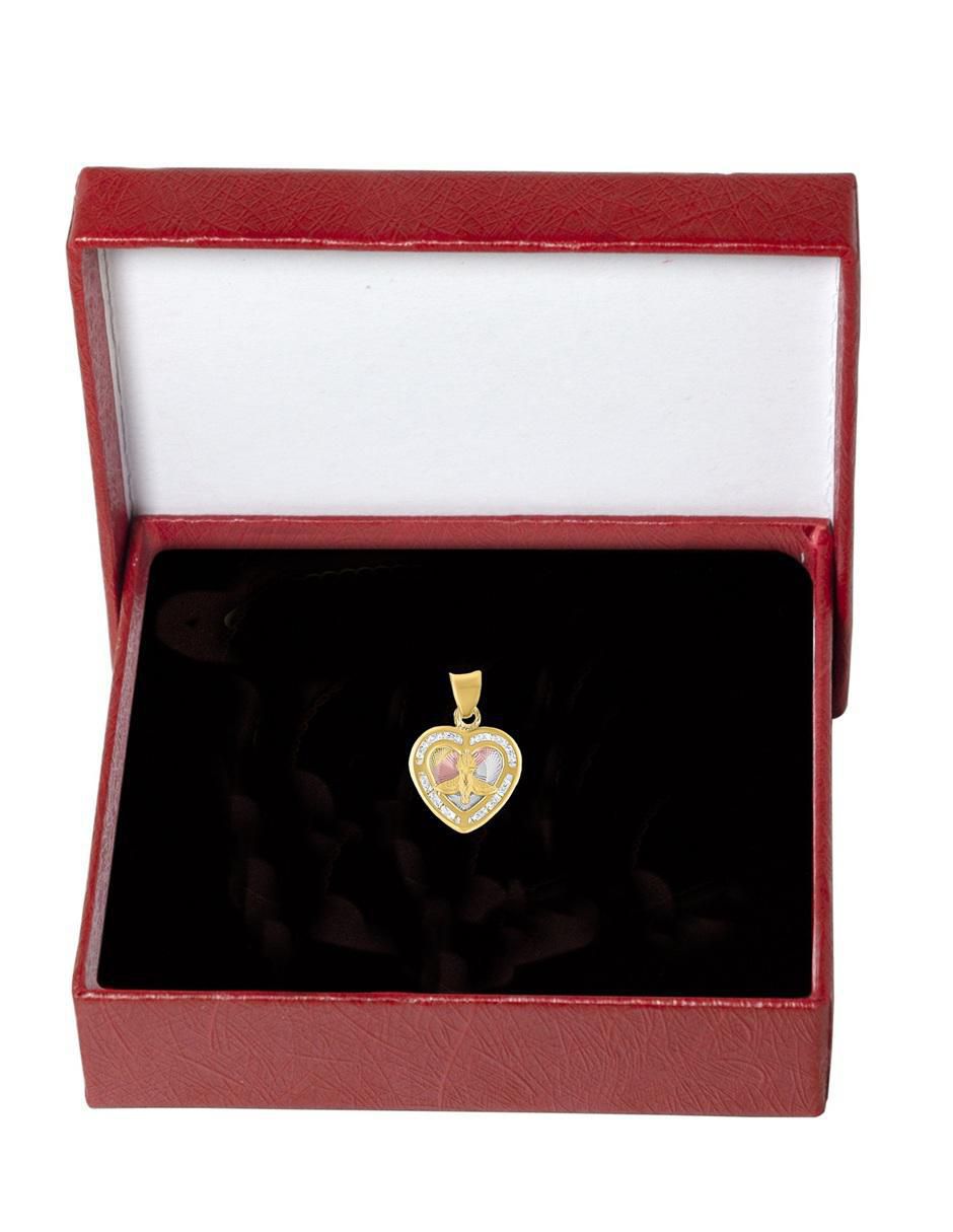 Dije de corazón de oro 10 K zirconia 3
