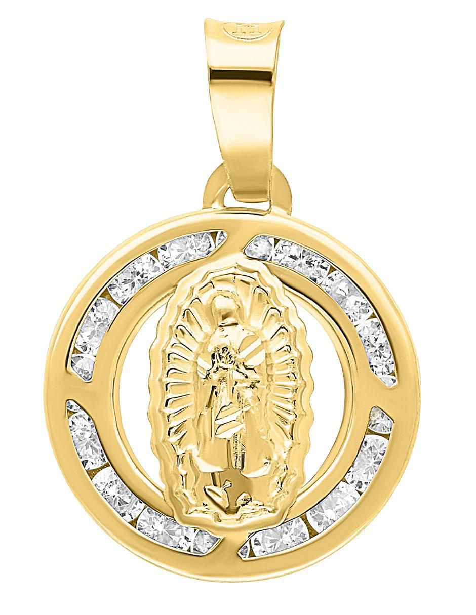 Medalla redonda virgen de guadalupe de oro 10 K zirconia Medalla redonda virgen de guadalupe de oro 10 K zirconia