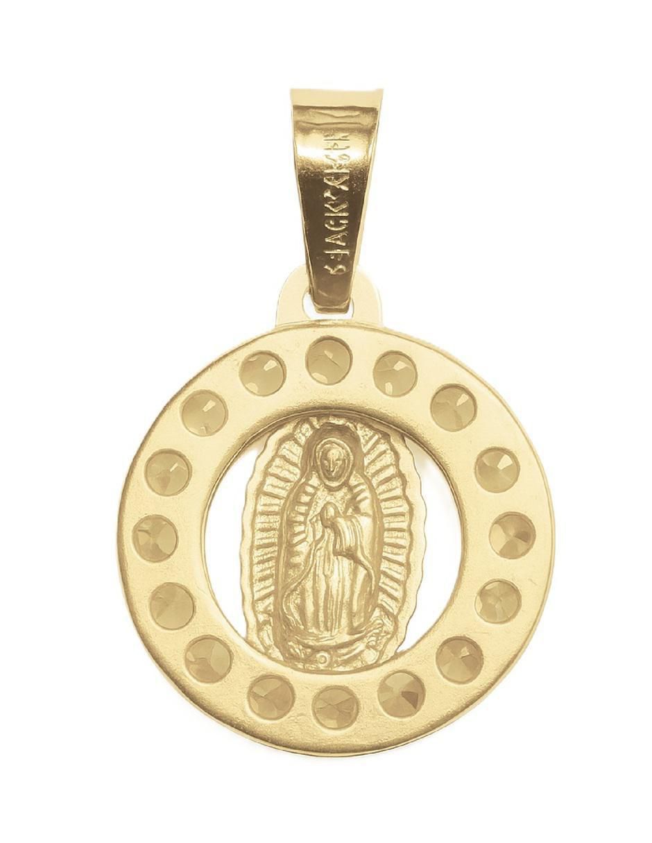 Medalla redonda virgen de guadalupe de oro 10 K zirconia 2