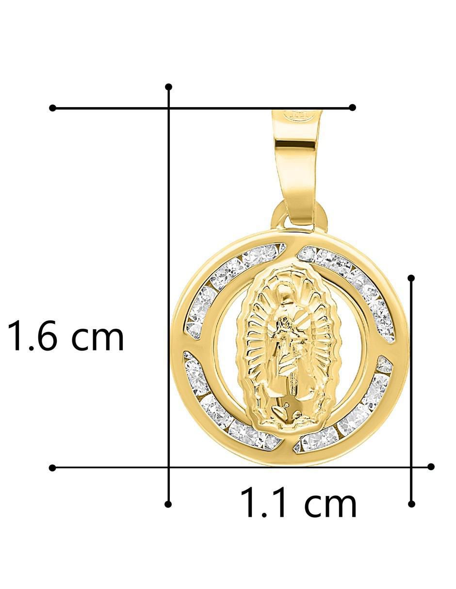 Medalla redonda virgen de guadalupe de oro 10 K zirconia 5
