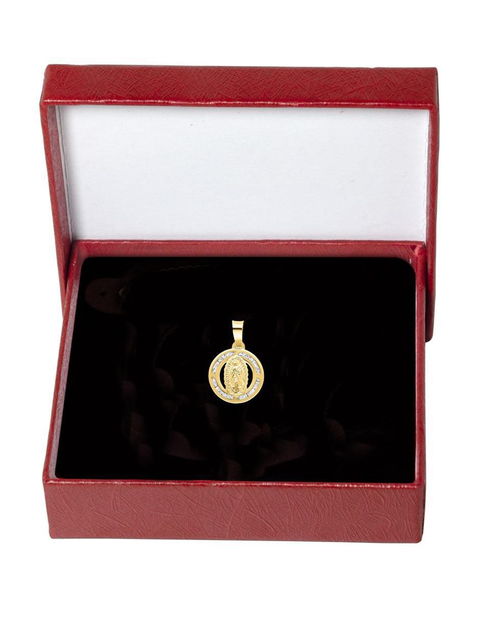 Medalla redonda virgen de guadalupe de oro 10 K zirconia 4