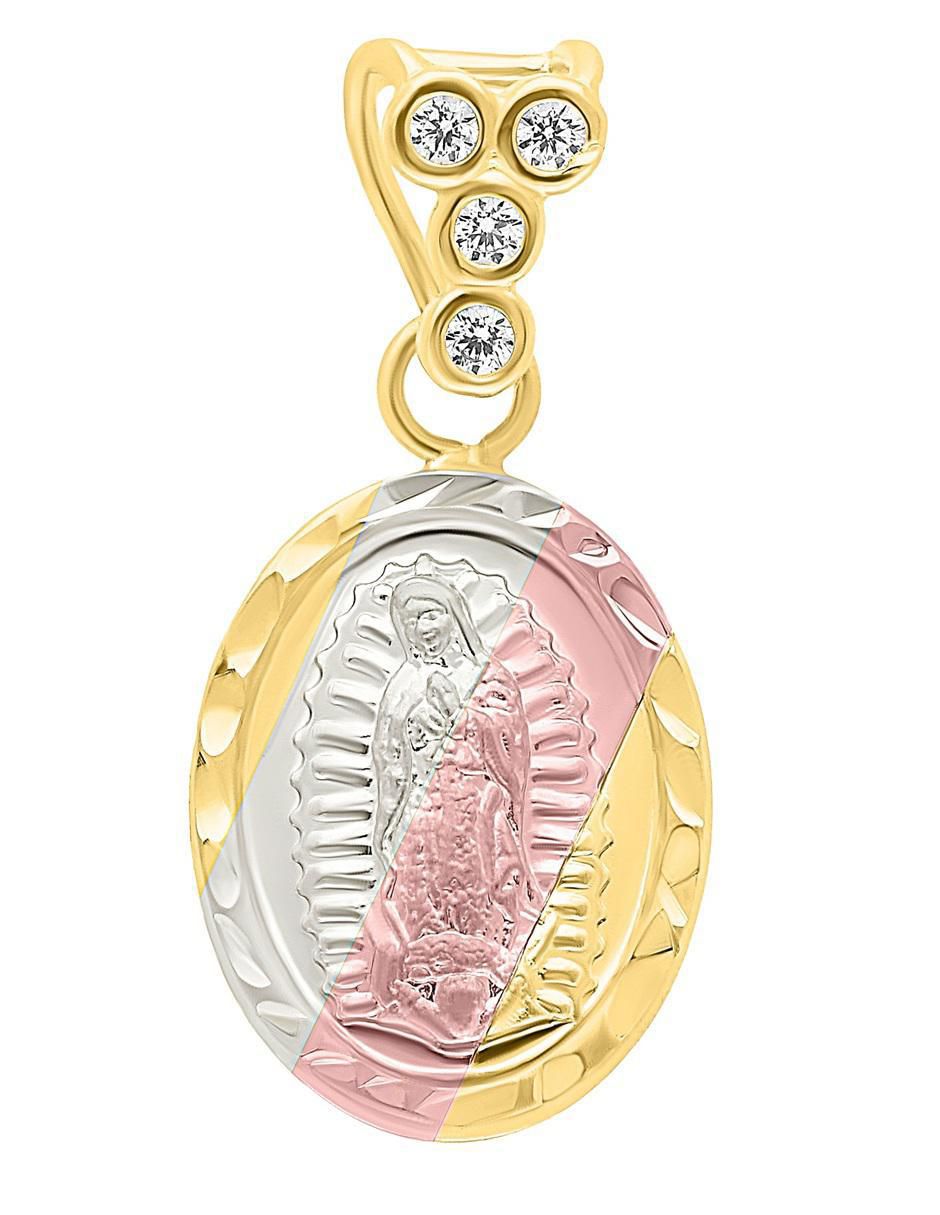 Medalla ovalada virgen de guadalupe de oro 10 K zirconia Medalla ovalada virgen de guadalupe de oro 10 K zirconia