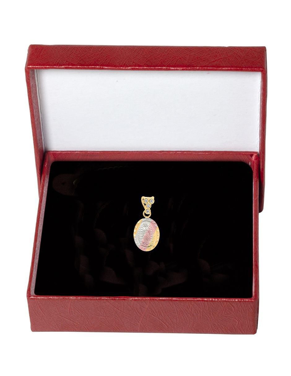 Medalla ovalada virgen de guadalupe de oro 10 K zirconia 3