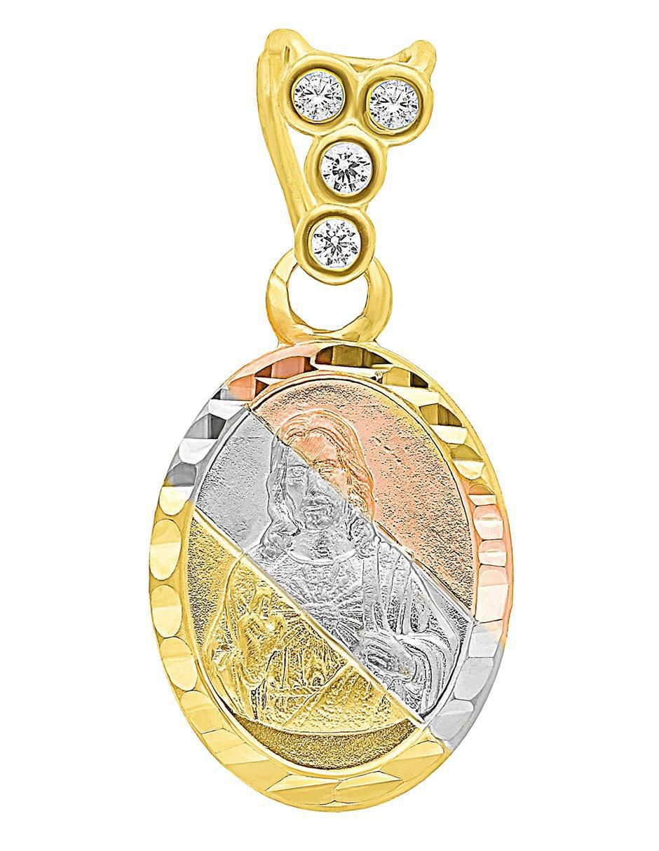 Medalla ovalada jesucristo de oro 10 K zirconia Medalla ovalada jesucristo de oro 10 K zirconia