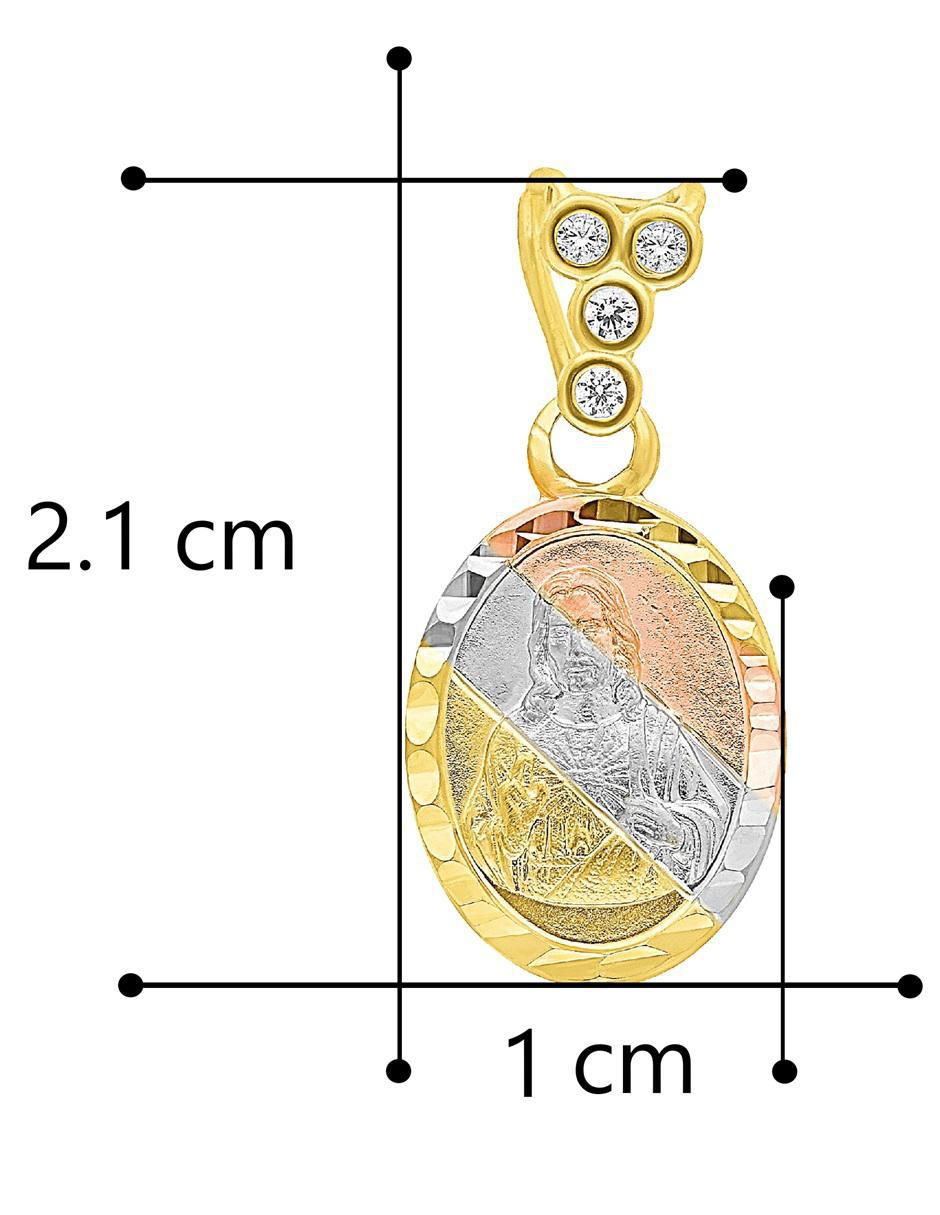 Medalla ovalada jesucristo de oro 10 K zirconia 4
