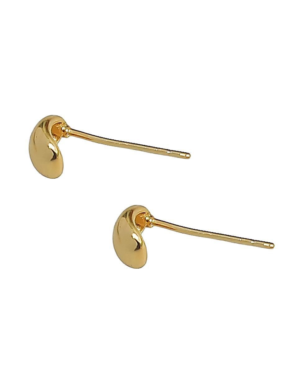 Aretes cortos de gota de plata P 925 con acabado chapa de oro 2