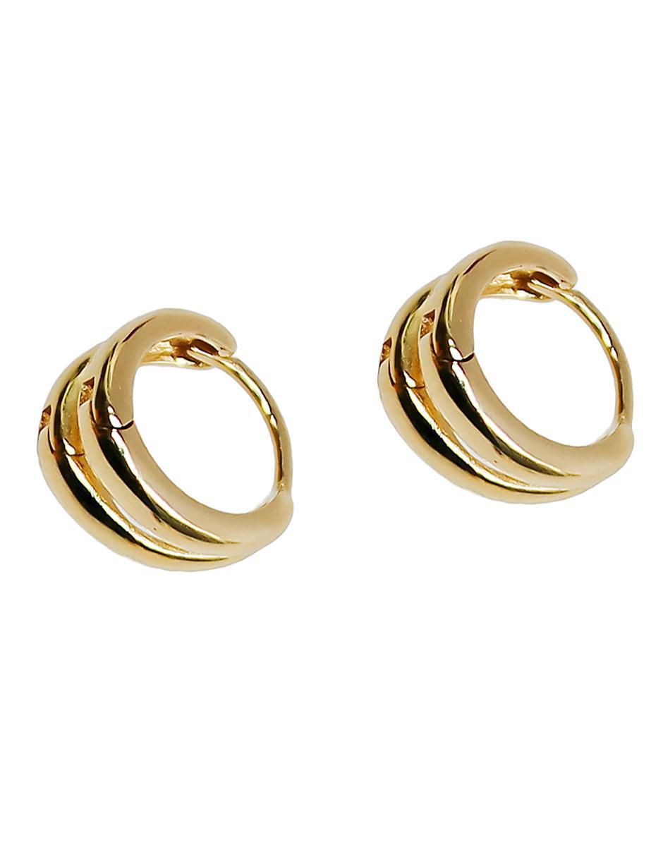 Aretes Huggies de plata P 925 con acabado chapa de oro