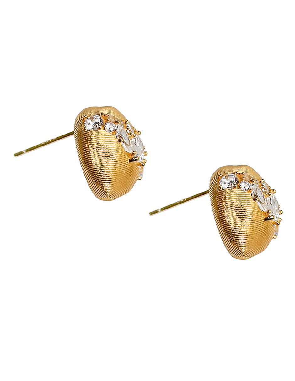 Aretes cortos de plata P 925 con acabado chapa de oro circonita 2