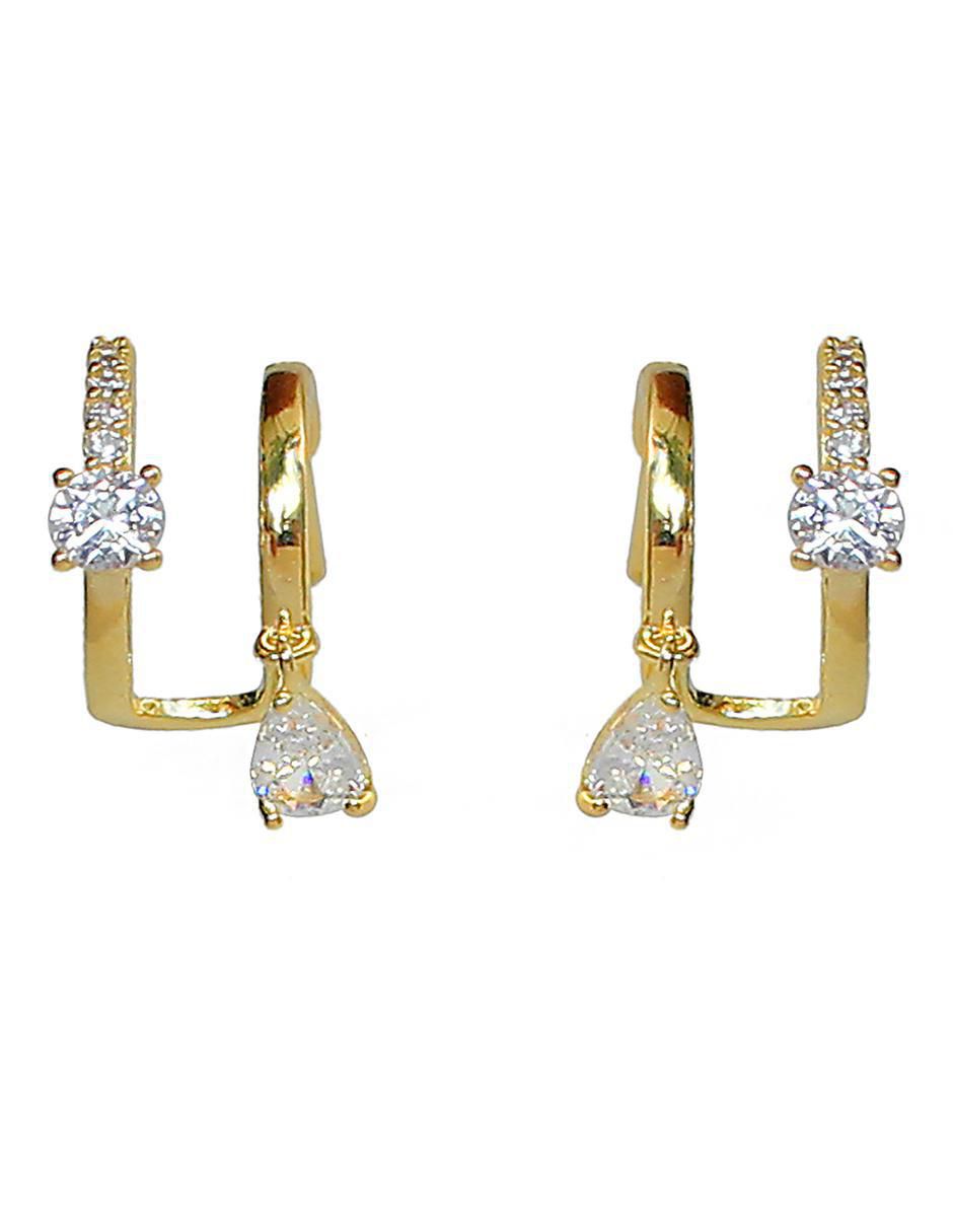 Aretes de gota de plata P 925 con acabado chapa de oro circonita