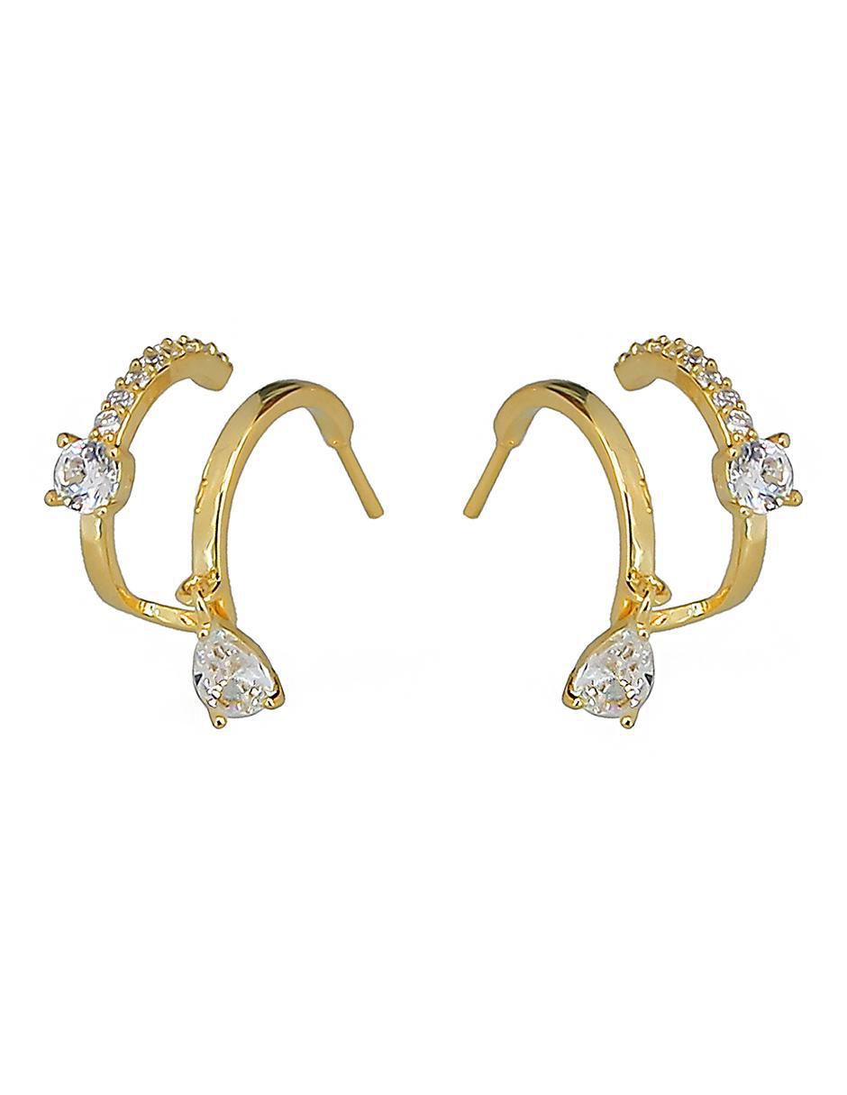 Aretes de gota de plata P 925 con acabado chapa de oro circonita 2