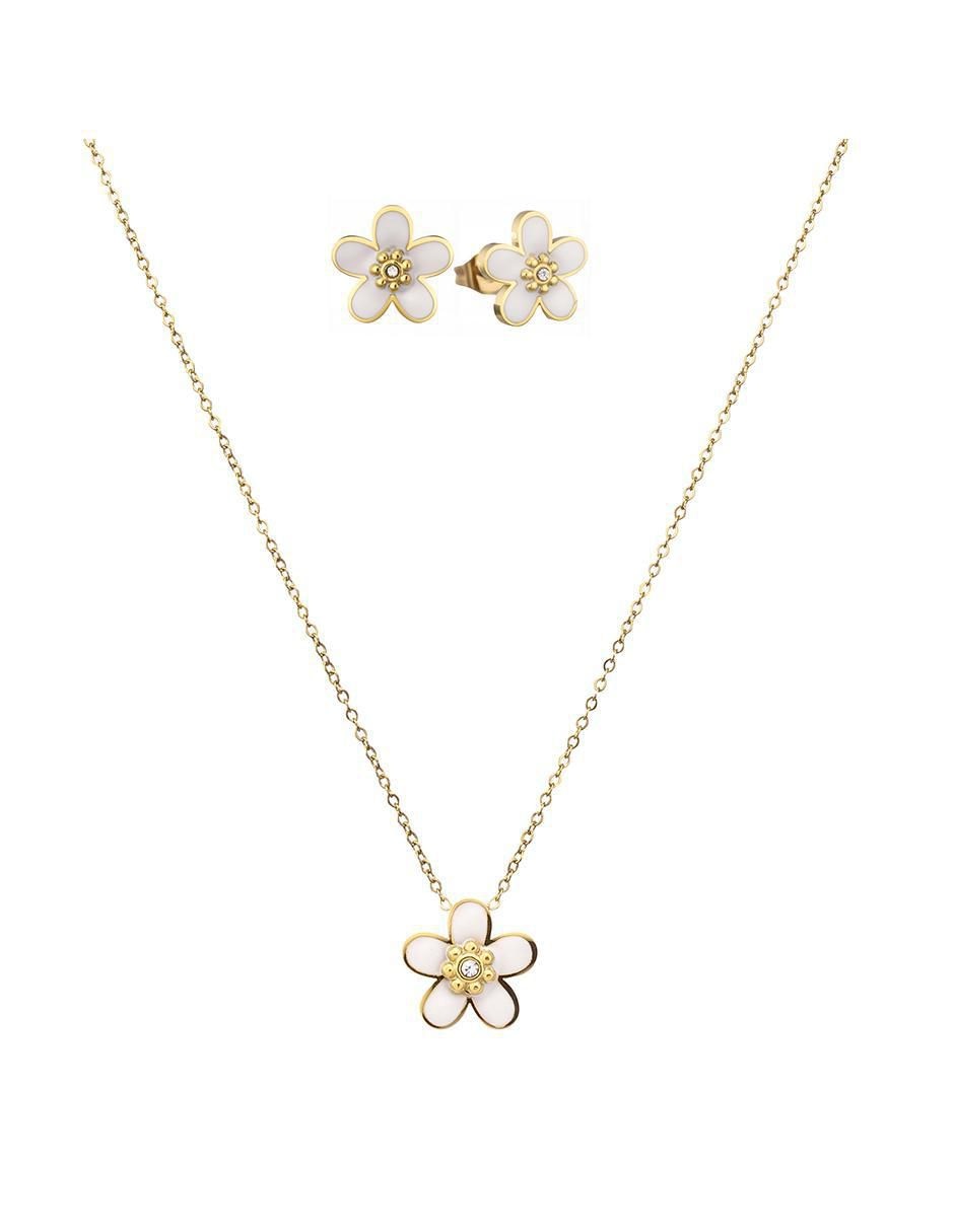 Set de collar y aretes Bloom light zirconia
