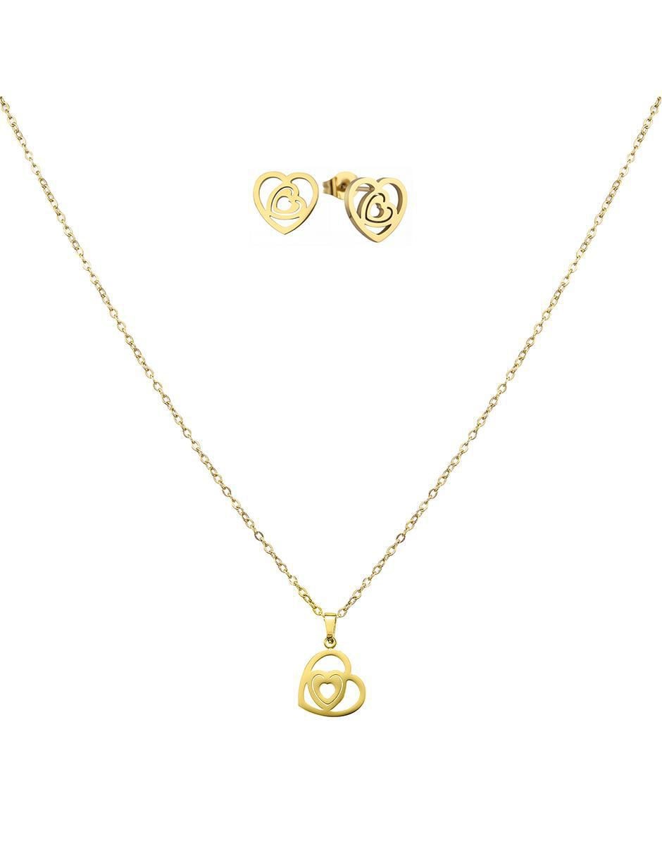 Set de collar y aretes Golden heart