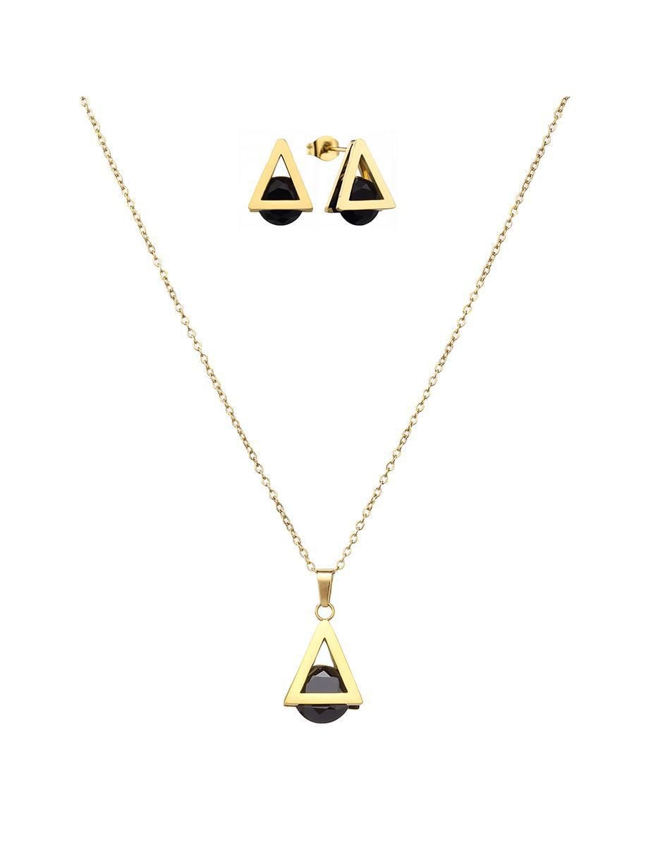 Set de collar y aretes Modern edge cristal