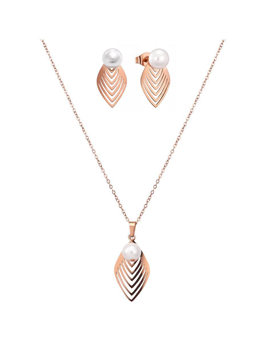 Set de collar y aretes Dual harmony perla