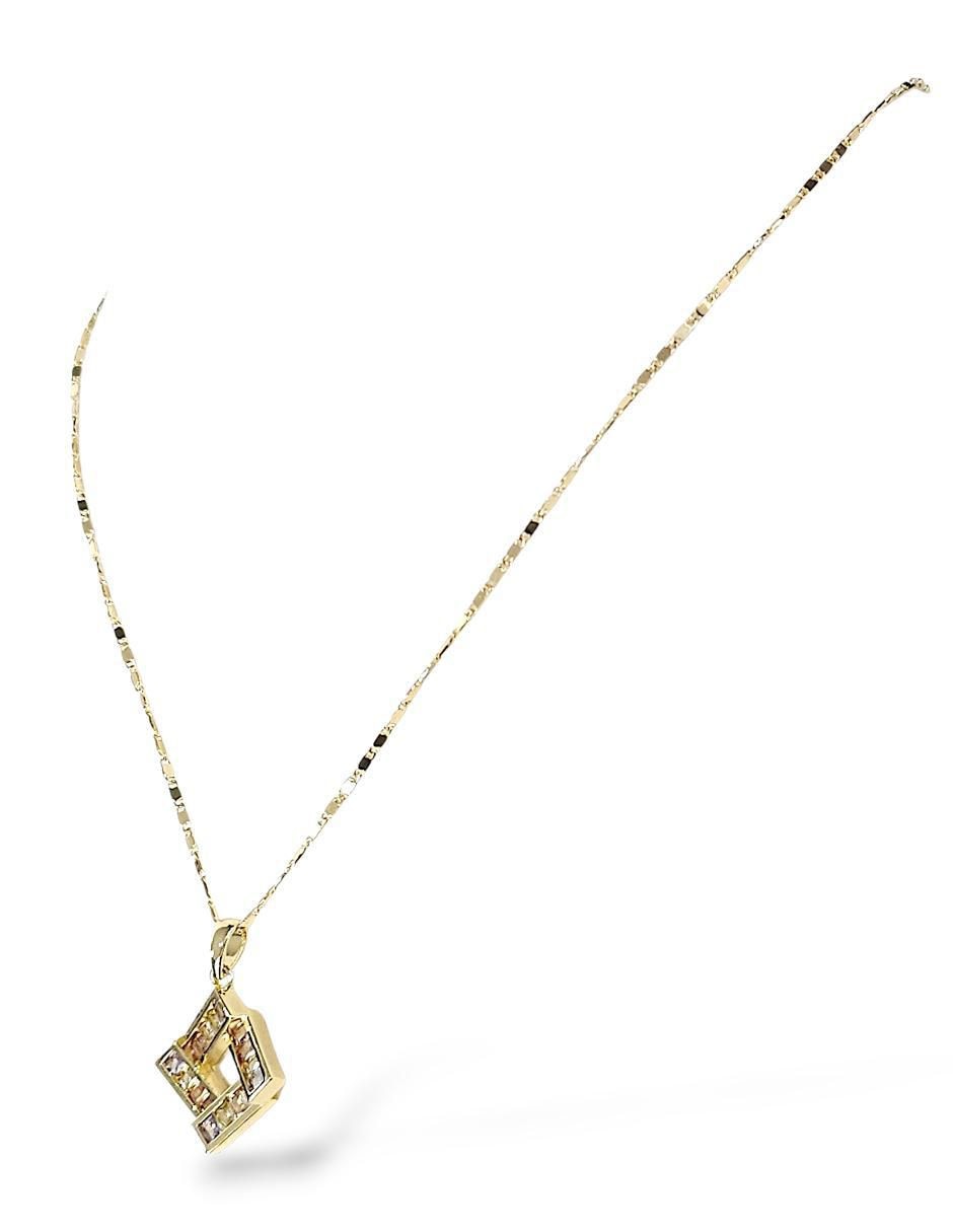 Aretes y collar de rombo de oro laminado 18 K zirconia 3
