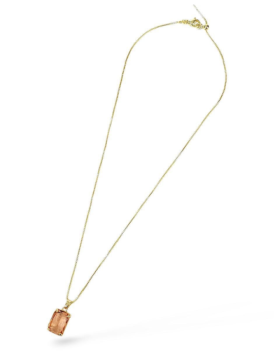 Aretes y collar rectangular de oro laminado 18 K zirconia 2