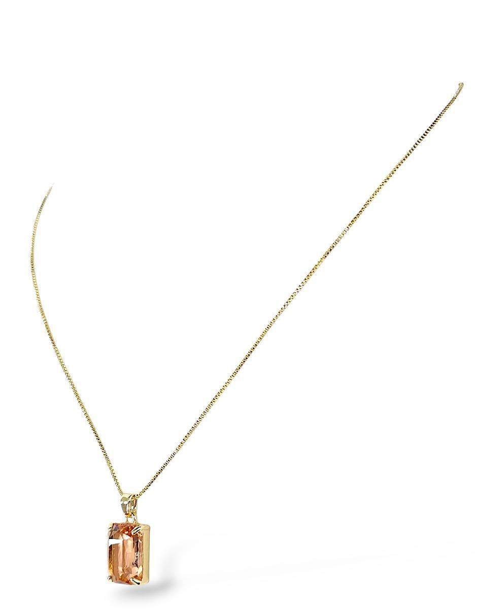 Aretes y collar rectangular de oro laminado 18 K zirconia 3