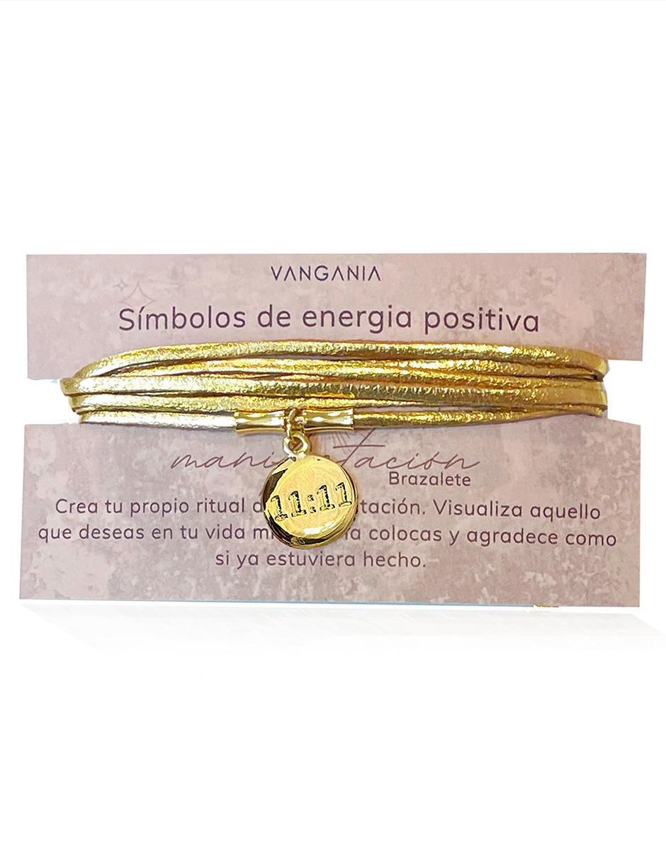 Pulsera de piel con acabado baño de oro 18 k 3