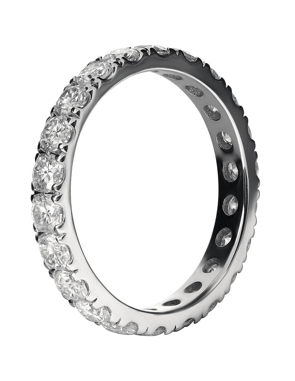 Anillo 14 k de oro blanco moissanita pavé 2