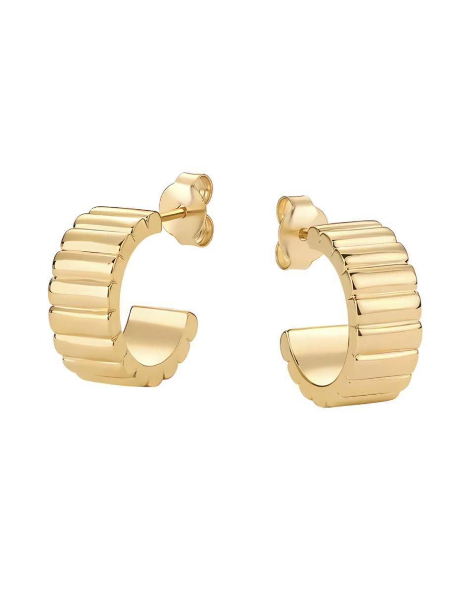 Aretes de aro redondos de plata P 925 con acabado chapa de oro 2