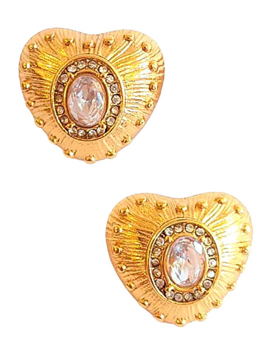 Arete individual de corazón Joyería con Alma con acabado baño de oro zirconia Arete individual de corazón Joyería con Alma con acabado baño de oro zirconia