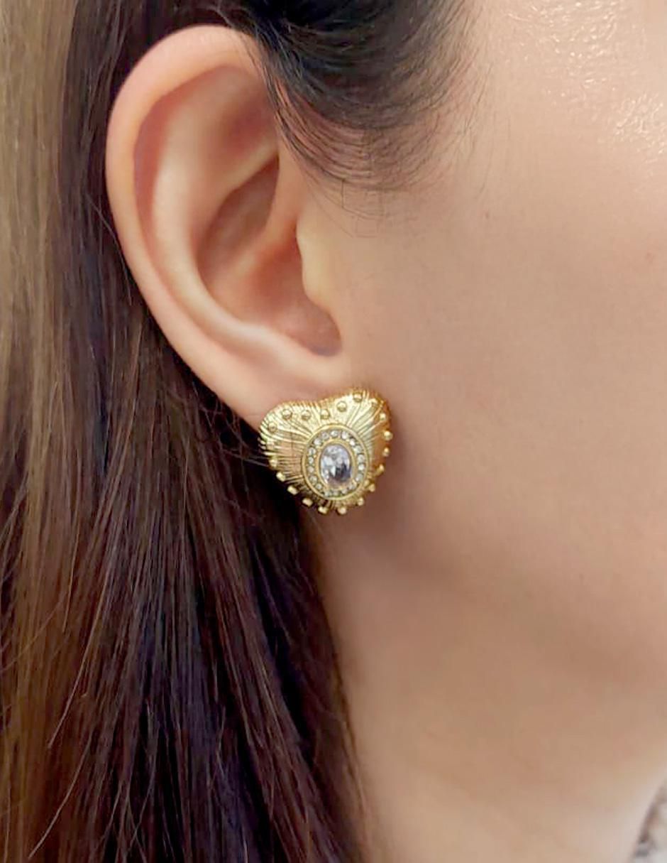 Arete individual de corazón Joyería con Alma con acabado baño de oro zirconia 2