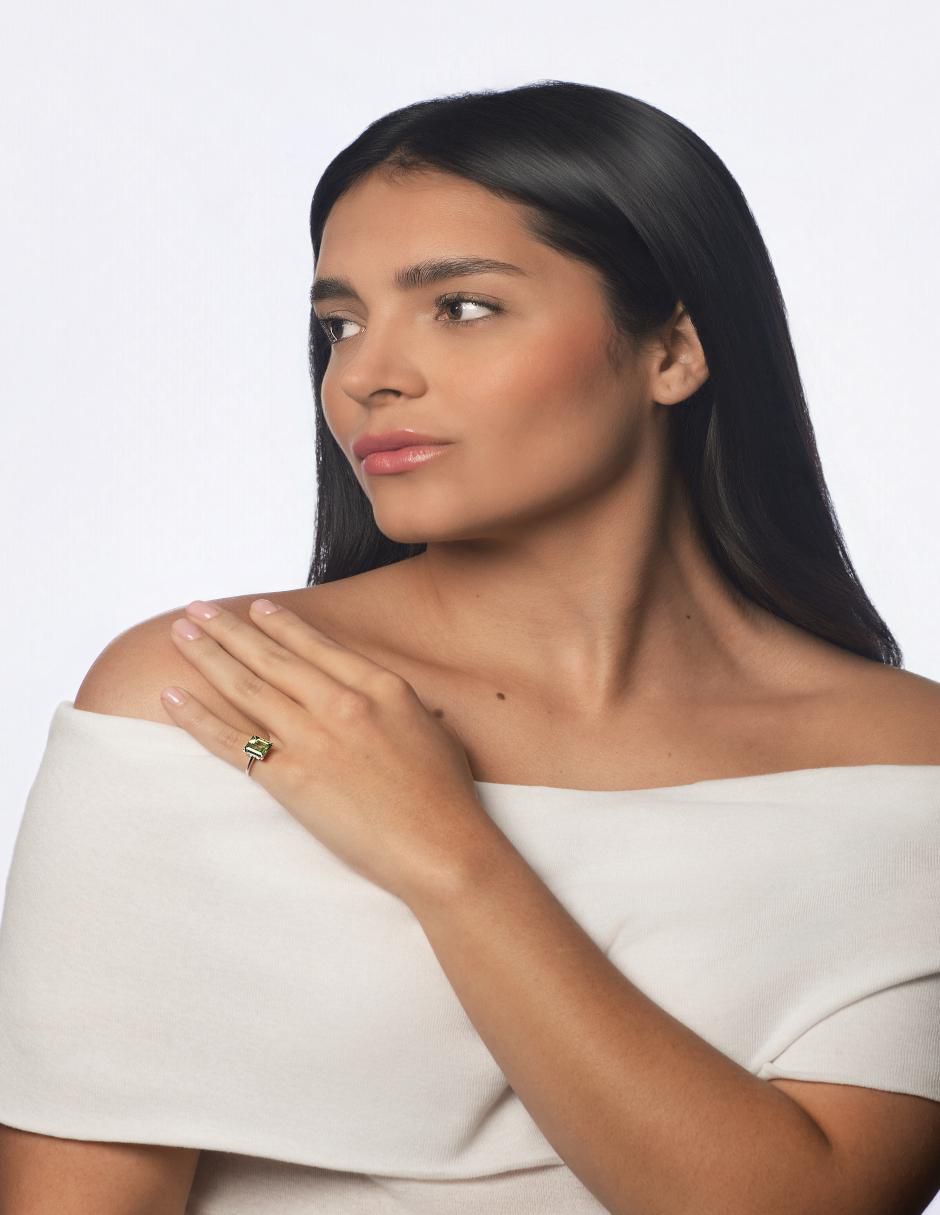 Anillo 14 k de oro peridoto 5
