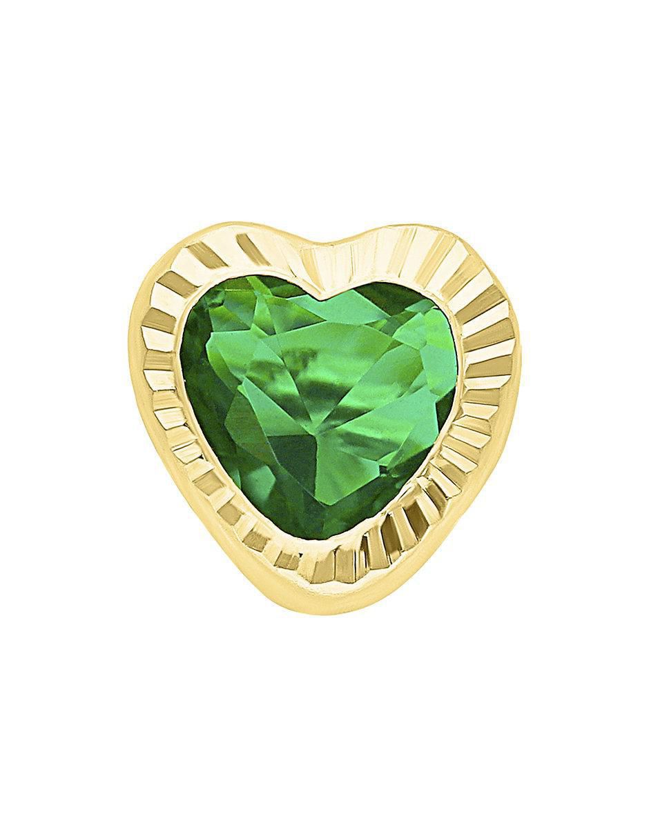 Broqueles de corazón de oro 10 K con acabado brillante zirconia