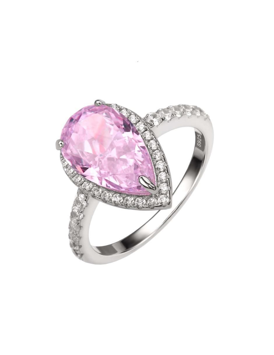 Anillo con gema de gota Luxury P 925 de plata zirconia pavé