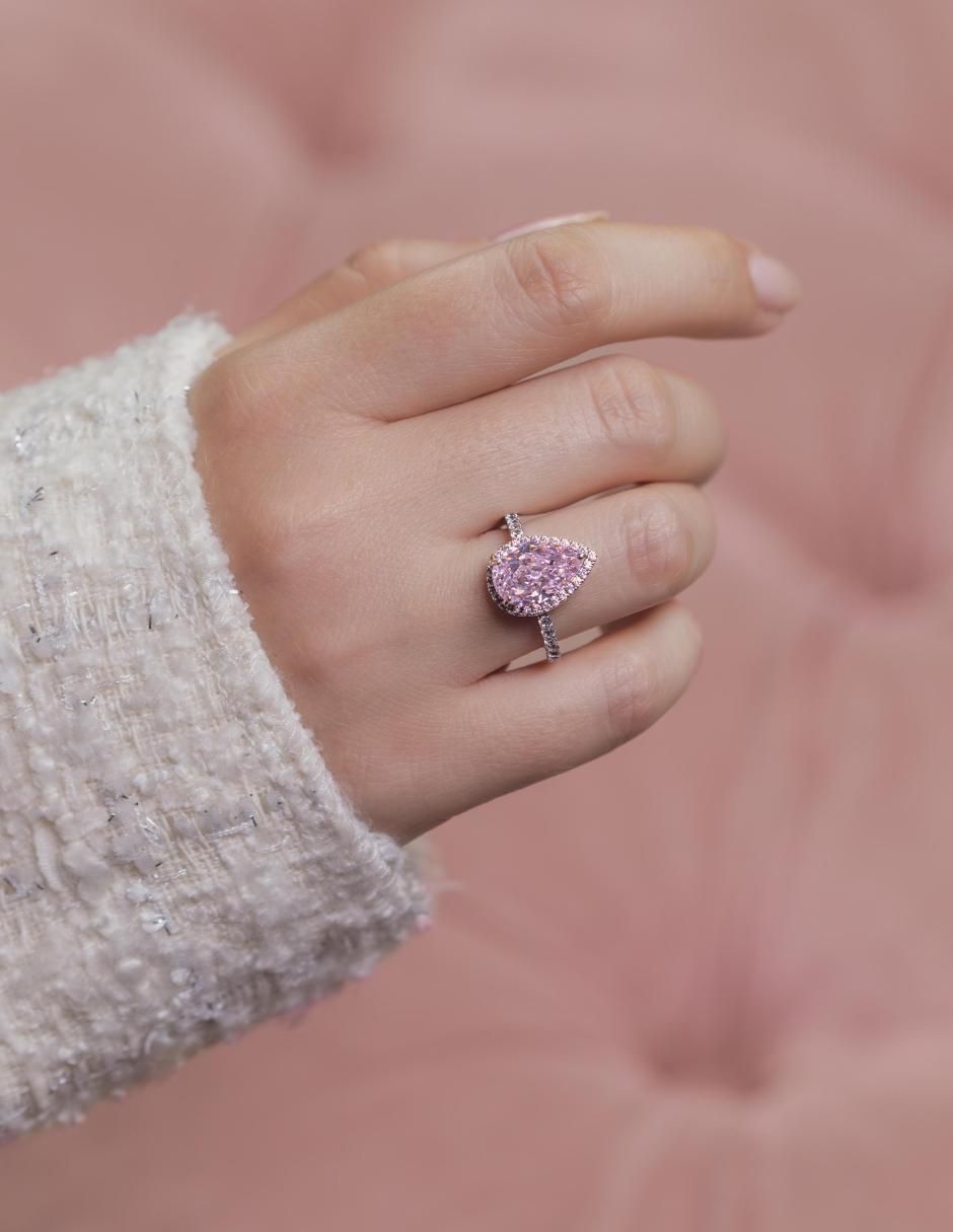 Anillo con gema de gota Luxury P 925 de plata zirconia pavé 2
