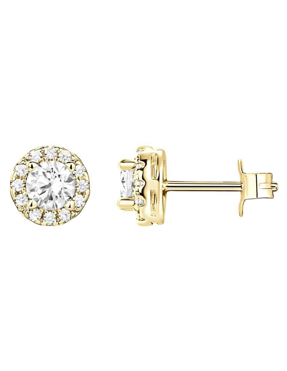 Broqueles de flor de plata P 925 con acabado chapa de oro circonita Broqueles de flor de plata P 925 con acabado chapa de oro circonita