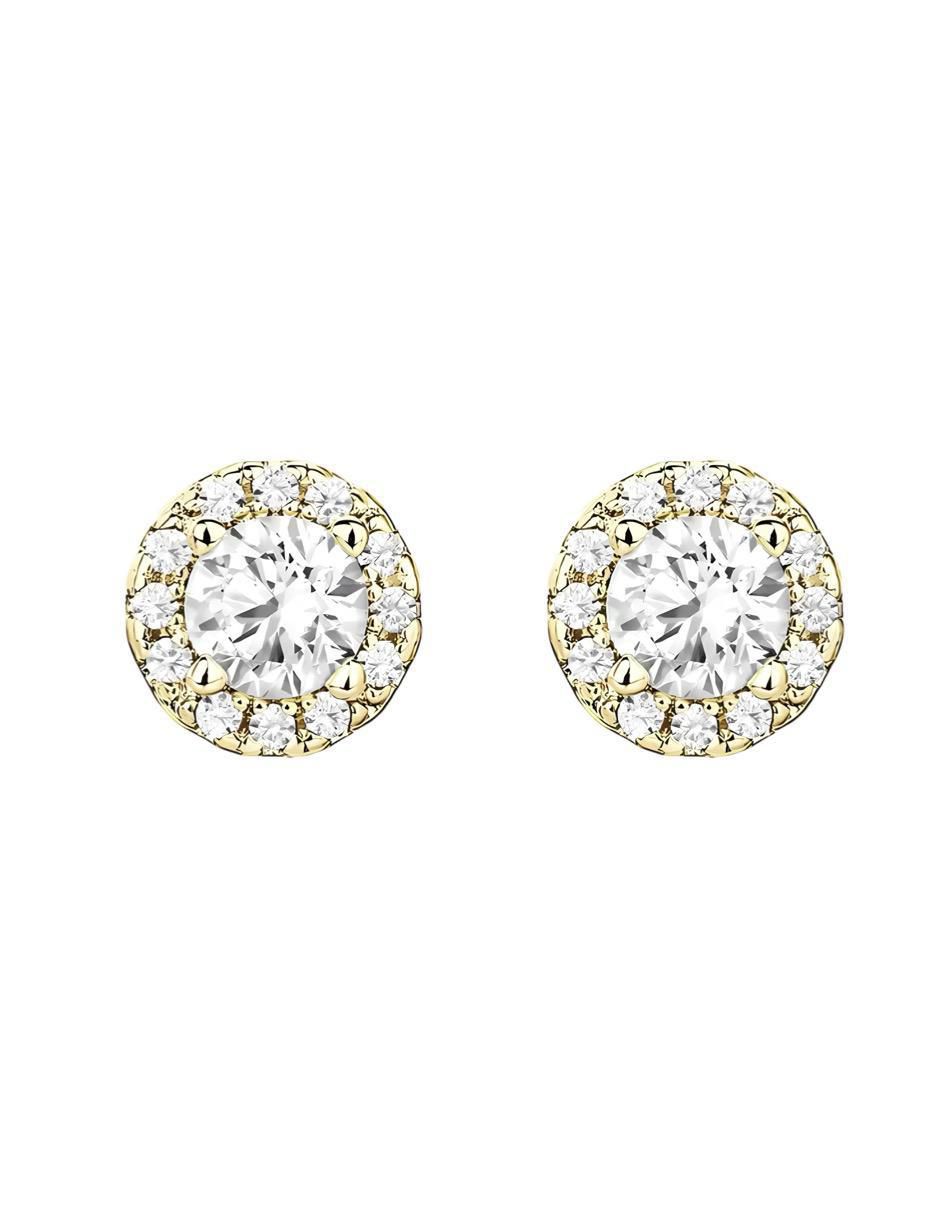 Broqueles de flor de plata P 925 con acabado chapa de oro circonita 2