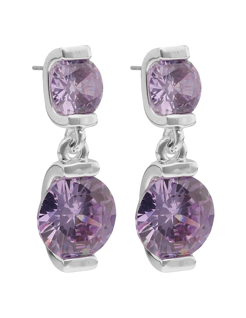 Aretes cortos circulares con acabado liso pulido zirconia cúbica 4