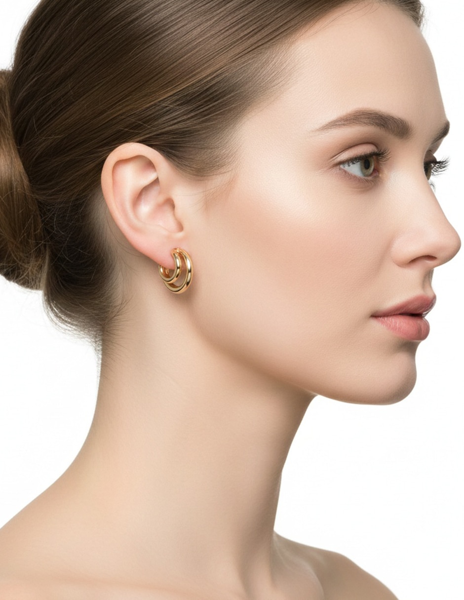Aretes cortos circulares con acabado brillante 3